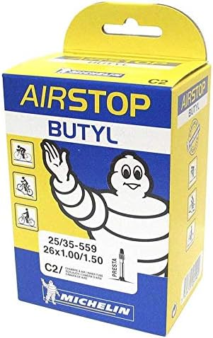 Michelin Airstop Bicycle Tubes, Butyl Rubber, Presta/Schrader/Regina/Wood, 26", 27.5", 27 x 1 1/4, 700c, 29", Road, Mountain, Gravel, Commuter, Hybrid Bicycle