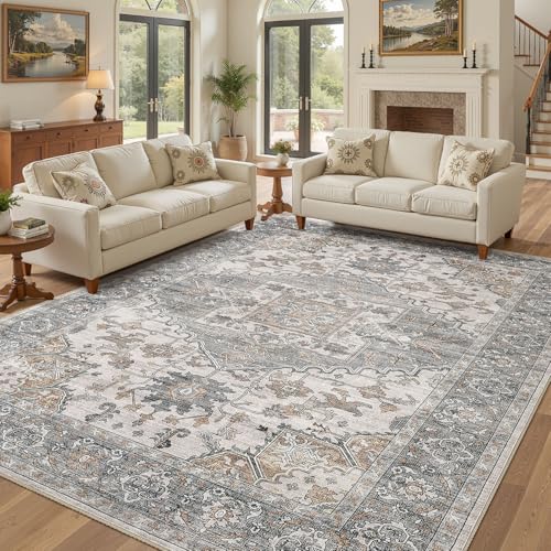 ELLIUNE 10x14 Washable Area Rugs for Living Room: Non Slip