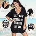 Oryer Women Swimsuit Coverup V-Neck Swimwear Bathing Suit Cover Up Cotton T-Shirt Bikini Dress(D- Black)
