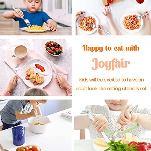 Childrens Cutlery Set, Joyfair 12-Piece Stainless Steel Kids Utensils Set, Toddler Eating Flatware Silverware Set Include 4 Forks, 4 Spoons, 4 Safe Knives, Small Size & Reusable, Dishwasher Safe