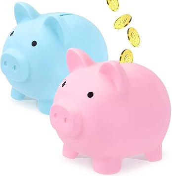 Large Piggy Bank for Boys,Cute Plastic Pig Money Bank,Unbreakable Piggy Bank,Shatterproof Coin Bank for Kids Birthday Festival Practical Gifts Pink,Blue