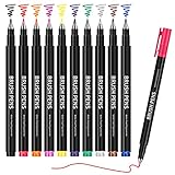 VITOLER Calligraphy Pens, Hand Lettering Pens, 10 Pack Color ink Technical Pens set, Brush tip...