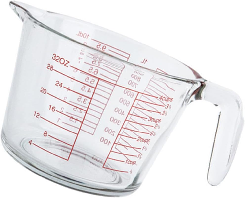 Measuring Cup with Scale 1000ml Thickened Heat-resistant Glass Baking Milk Cup Household Kitchen Graduated Multi-function Liquid Measuring Tool