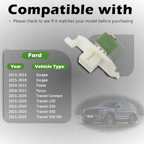 Image of Front Manual Temp HVAC Blower Motor Resistor Fits for 13-18 Escape / 14-15 Fiesta Focus / 15-20 Transit Connect / 15-20 Transit-150 Transit-250 Transit-350 Transit-350 HD Replaces CV6Z18591A JA1913