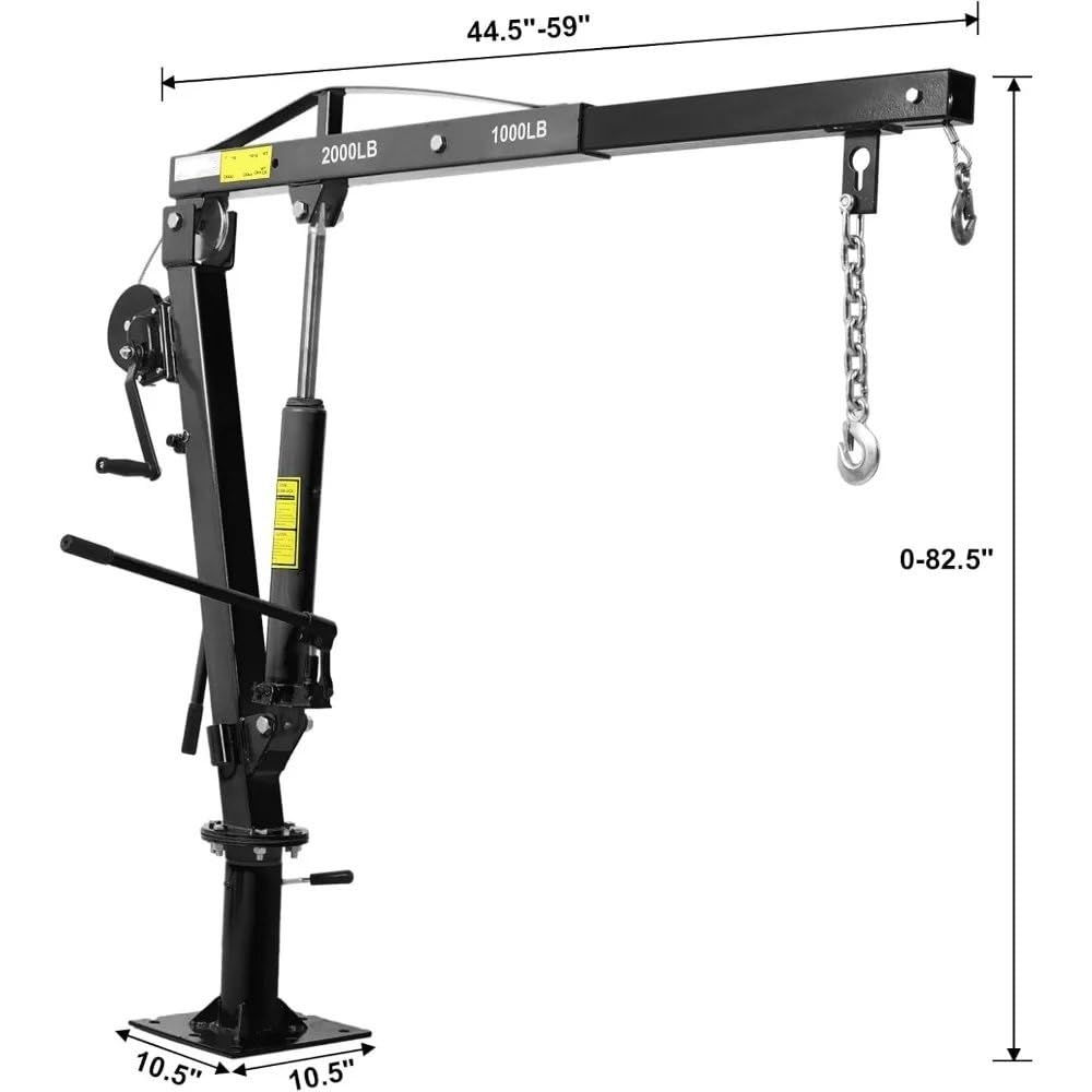 SDdPulse Herramienta de elevación resistente para camión grúa con cabrestante hidráulico, grúa plegable para elevación de motor, polipastos eléctricos de elevación de motor, negro, amarillo
