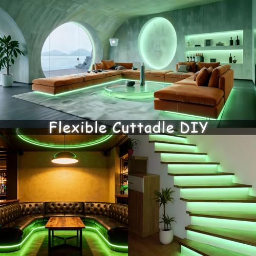 Image of Green 30ft Led Lights Strip ST. Patrick's Day Decorations Indoor Rope Lights Easy DIY Cuttable Strip Lights for Room Bathroom Living Room Kitchen Ceiling Wall Vanity Mirror Decor