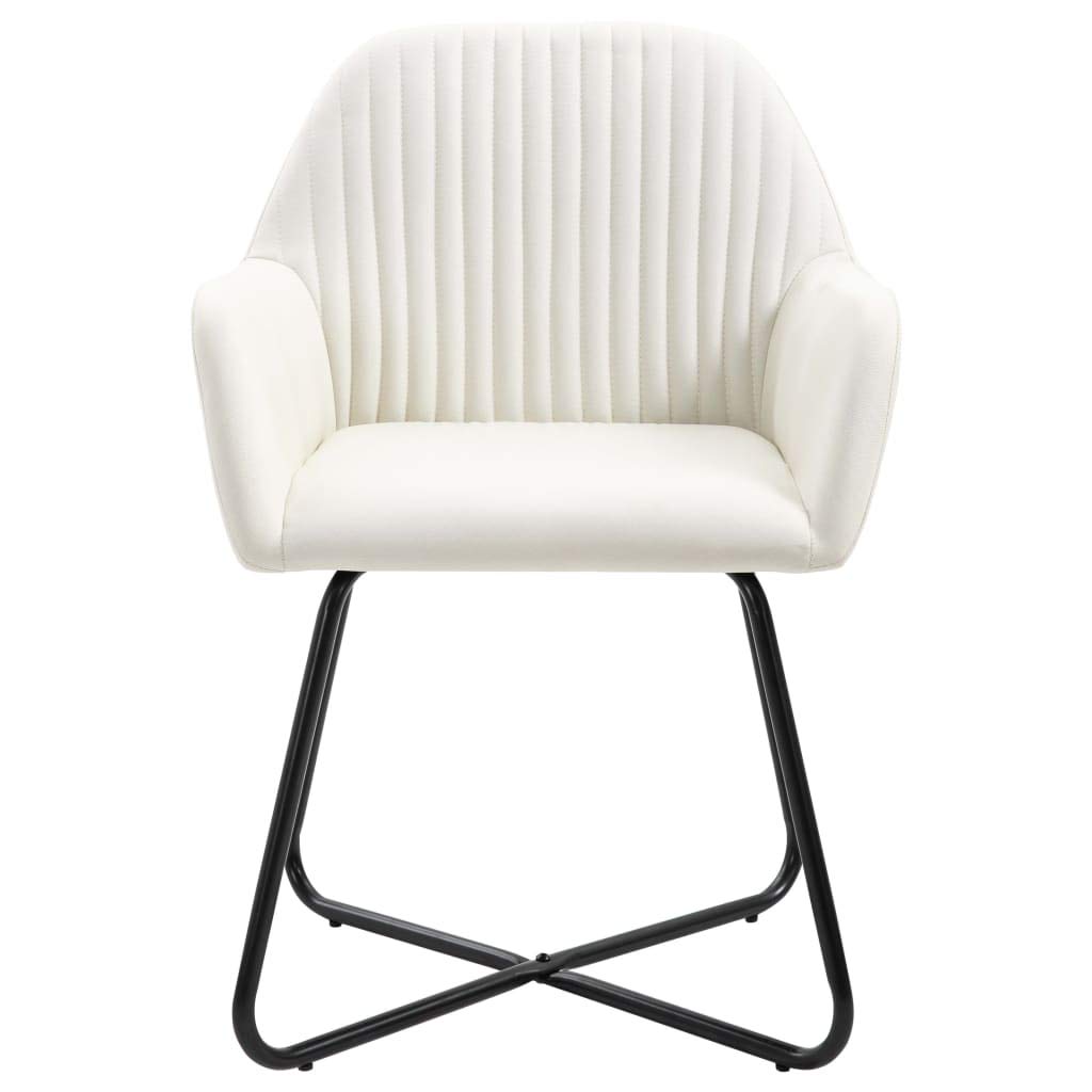 Juego de 2 sillas de comedor de tela crema | Asiento suave con reposabrazos, respaldo ergonómico, patas de acero, capacidad de 110 kg