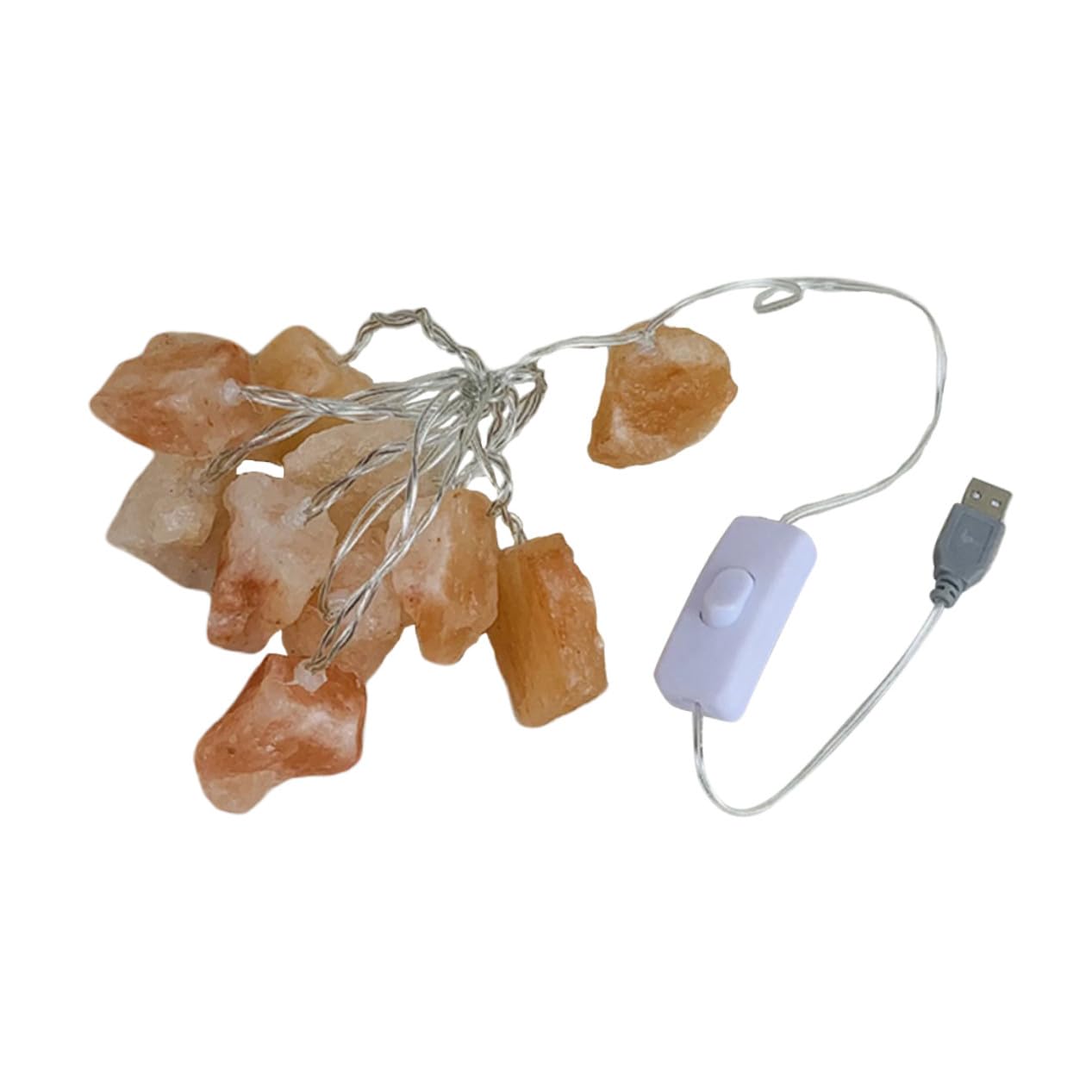 Lampe de Sel Himalayenne Décorative de Chevet Usb, 10 LED Orange