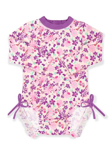 Image of BesserBay Baby Girl Swimsuit UPF 50+ Long Sleeve Zipper Snaps Bottom One Piece Rash Guard 0-36 Months