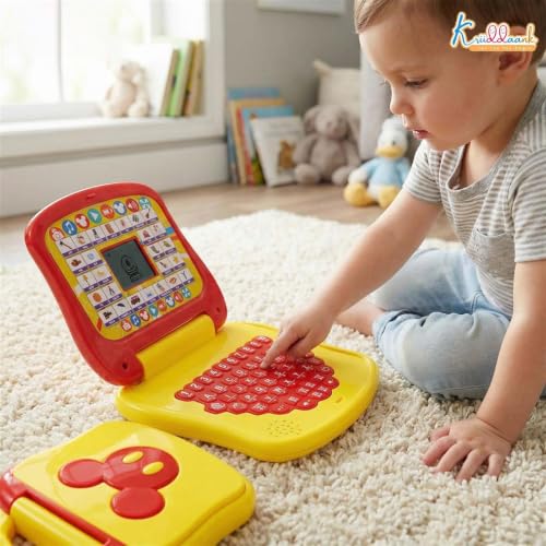 Image of LTS Mickey Mouse Theme Educational Laptop for Kids - Interactive Preschool Learning Toy with Alphabet,Numbers & Word Pronunciation,Battery Operated English Computer for Boys & Girls 3+Years