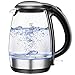 Produktbild BPA frei Glas Wasserkocher 1,7L 2200W mit Edelstahlfilter Schnellkochfunktion Abschaltautomatik und LED-Anzeige, NOVETE Elektrischer Teekocher mit Überhitzungsschutz Trockenlaufschutz