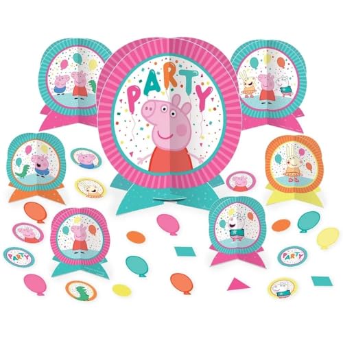 Image of Peppa Pig Confetti Party Centerpiece Kit (Pack of 27) - Vibrant, Colorful & Fun Table Decorations - Ideal for Kids' Birthday Celebrations