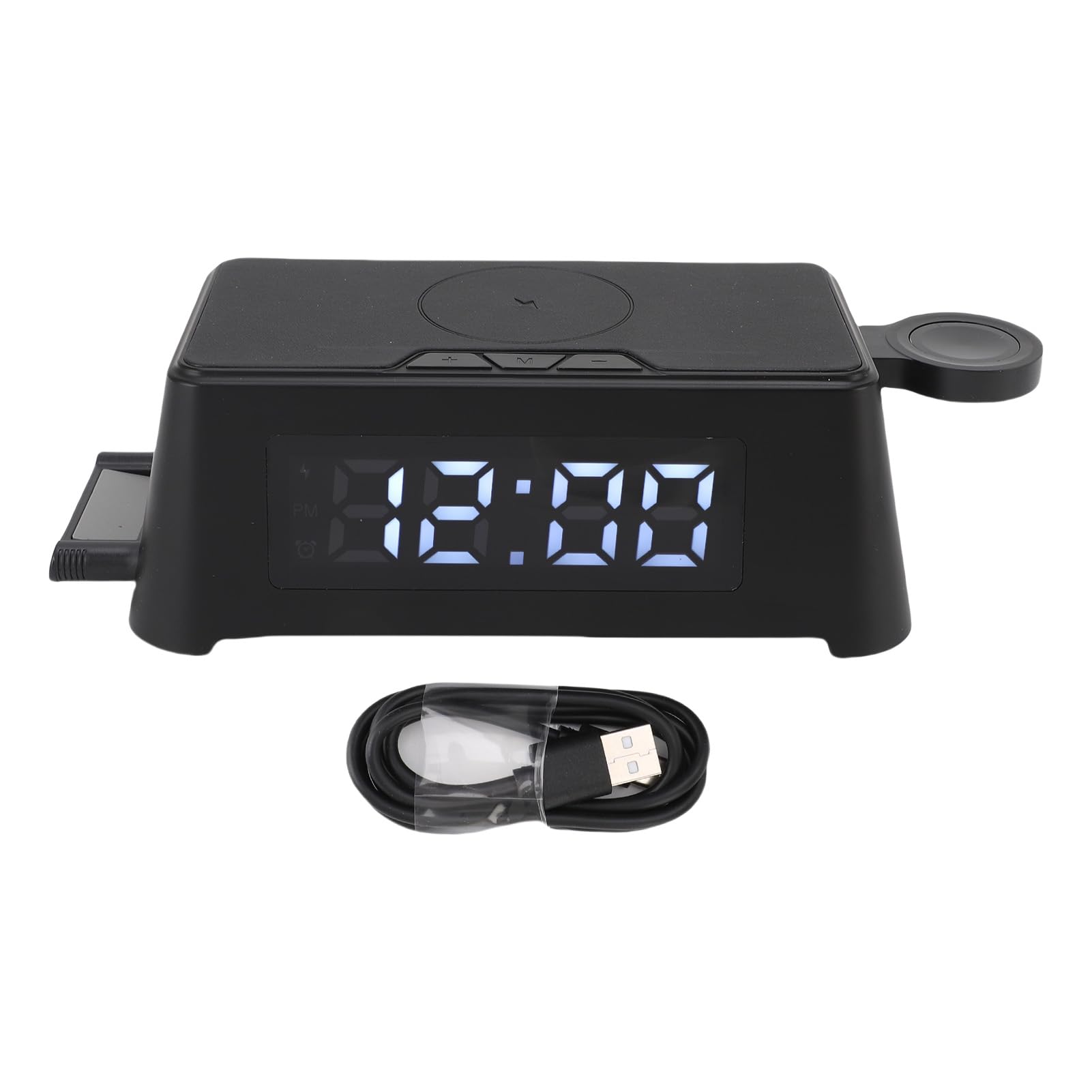 Cryfokt 6 in 1 Wireless Charging Station with Clock and Display | Supporta auricolari, ricarica smartwatch, display LED chiaro, design compatto, controlli di navigazione semplici