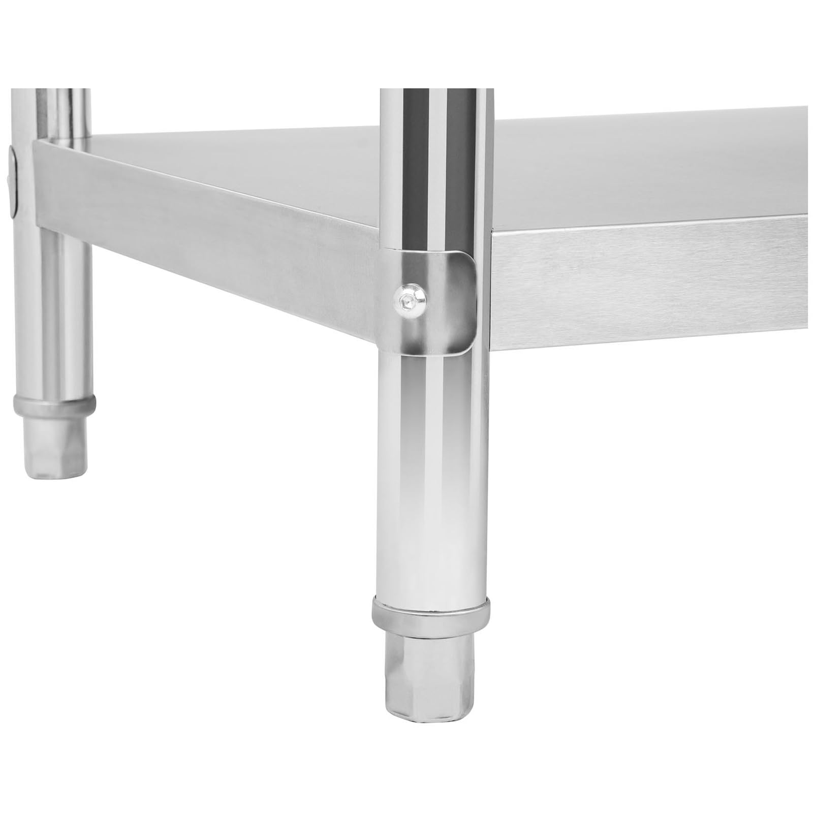 Royal Catering Table De Travail Adossée Cuisine Professionnel Préparation Confection Boucher Avec Tablette RCAT-120/60-N (120x60cm, Capacité 250 kg, Plan 150 kg + Étagère 100 kg, Dosseret 11 cm, Inox)