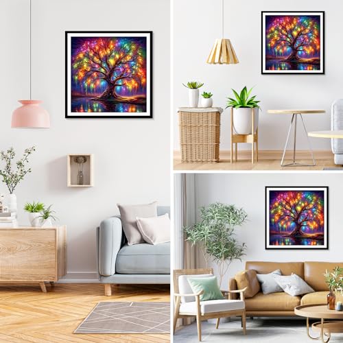 Colourful Tree of Life Diamond Painting, 5D Diamond Painting Kits for Adults Kids Full Round Drill Fantasy Diamond Art Kits - Image 4