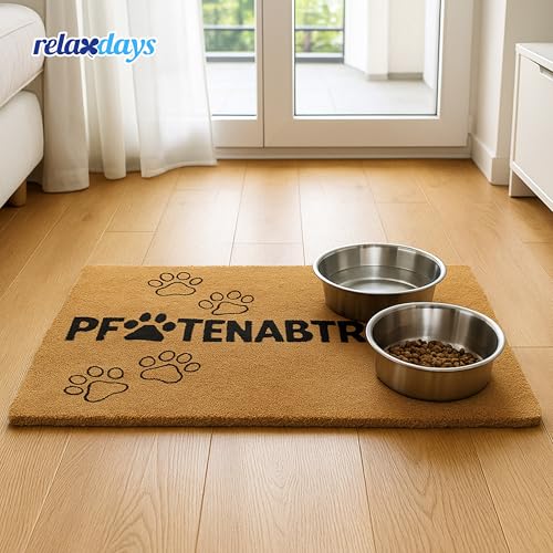 Relaxdays Fußmatte Kokos 60x40, Türvorleger Pfotenabtreter, rutschfest, wetterfest, Fußabstreifer innen & außen, schwarz