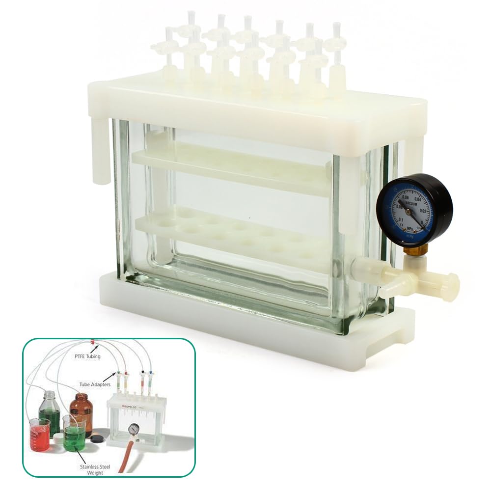 Solid Phase Extraction Device, 12 Position Solid Phase Extraction Vacuum SPE Manifold Chamber for Lab Testing, Solid Phase Extraction Kit with 2 Shelves & 12 Retaining Clips