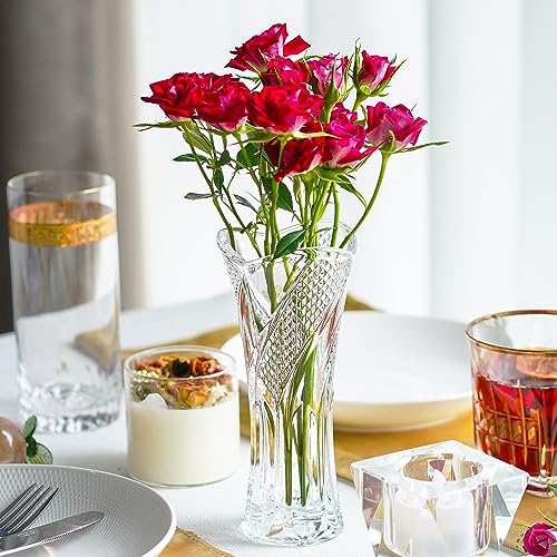 Vasi in cristallo trasparente per centrotavola, vaso in vetro moderno da 17 cm, per decorazione, vasi da fiori a spirale per feste, matrimoni, compleanni
