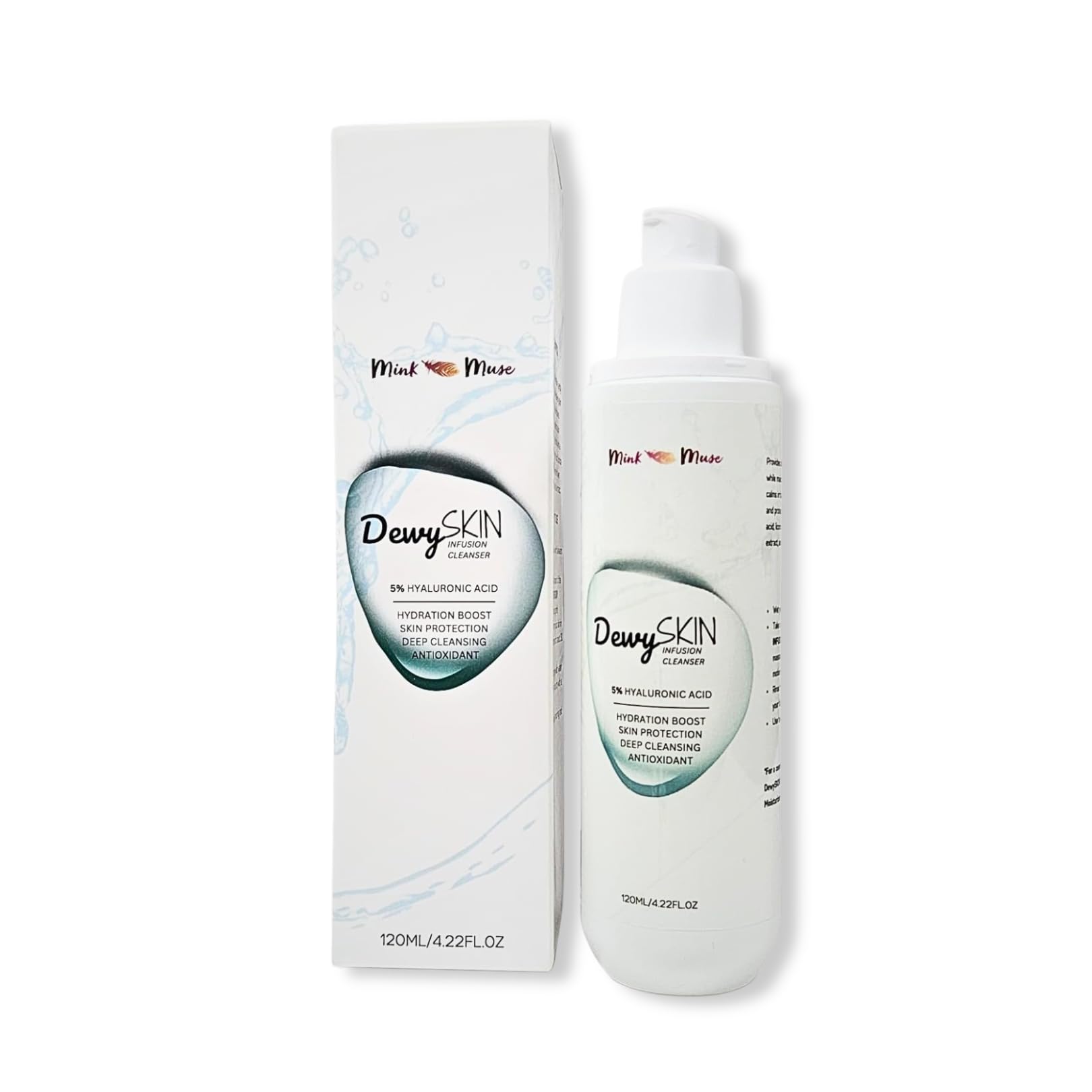 DewySKIN Infusion face Cleanser Hydrating Facial Cleanser with 5% Hyaluronic Acid, Gentle Makeup Remover