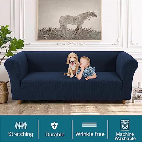 BXFUL Stretch Chesterfield Sofa Cover 1 Piece Couch Cover for Living Room Soft Non-Slip Sofa Slipcover Furniture Protector for Dogs Feature Thick Jacquard Fabric (Sofa,Navy) - Image 3