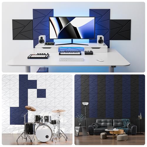 Image of 18 pack Acoustic Panels With Self-Adhesive, 12 inchX 12 inchX 0.4 inchSound Proof Foam Panels, Sound Panels High Density, Soundproof Wall Panels for Home Studio Office-Blue