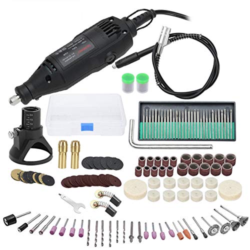 Electric Rotary Tool Kit, 200pcs Mini Handle Electric Grinder Set/Nail Drill Grinding Engraving Pen Milling Trimming Polishing Cutting Engraving Tool Kit for Small Light Crafts & Projects (Black)