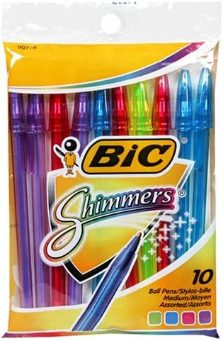 BIC Shimmers Ball Pen, Medium Point (1.0 mm), Assorted, 120 Pens