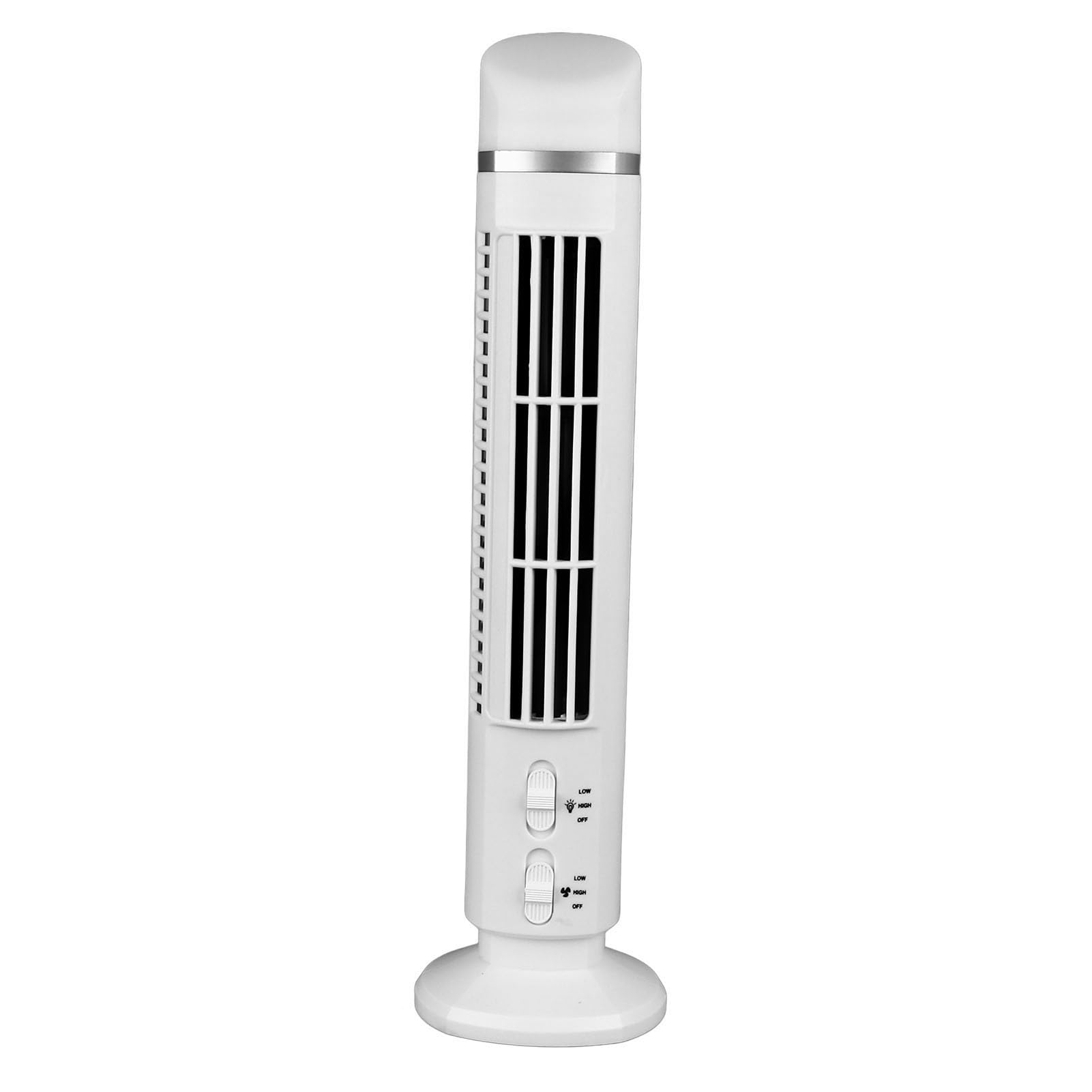 Asixxsix Bladeless Tower Fan, 90 Degree Oscillating Quiet Portable USB Desk Fan with Light, Portable Oscillating Fan, Quiet Bladeless Fan for Home Bedroom Office (White)
