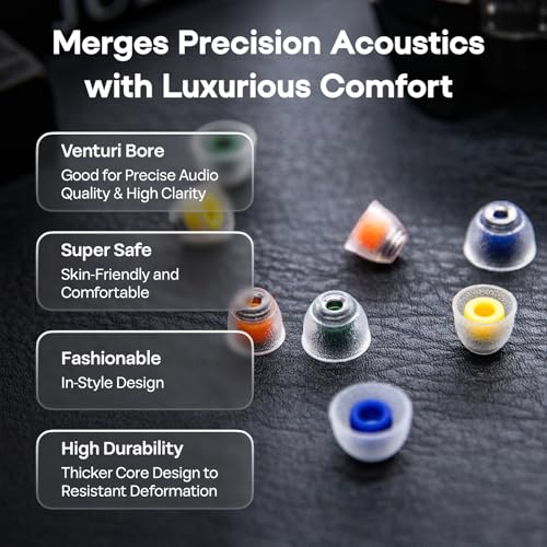 Image of Linsoul Tangzu Tang Sancai Noble Earbud Tips,Stainless Steel IEM Ear Plugs,Replaceable Liquid Silicone Eartips,4 Pairs,Optional XS /S /M /L Size for in Ear Earphones (XS /S /M /L- Each Size)