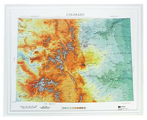 Hubbard Scientific 3D Colorado 950 Map | A True Raised Relief Map - You Can Feel the Terrain | Vacuum-formed Molded Map | 29â€³ x 23.5â€³ | Detailed Topography
