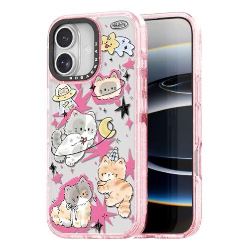 Coque antichoc 2 m compatible avec iPhone motif chat de l'espace pailleté Rosarnnah