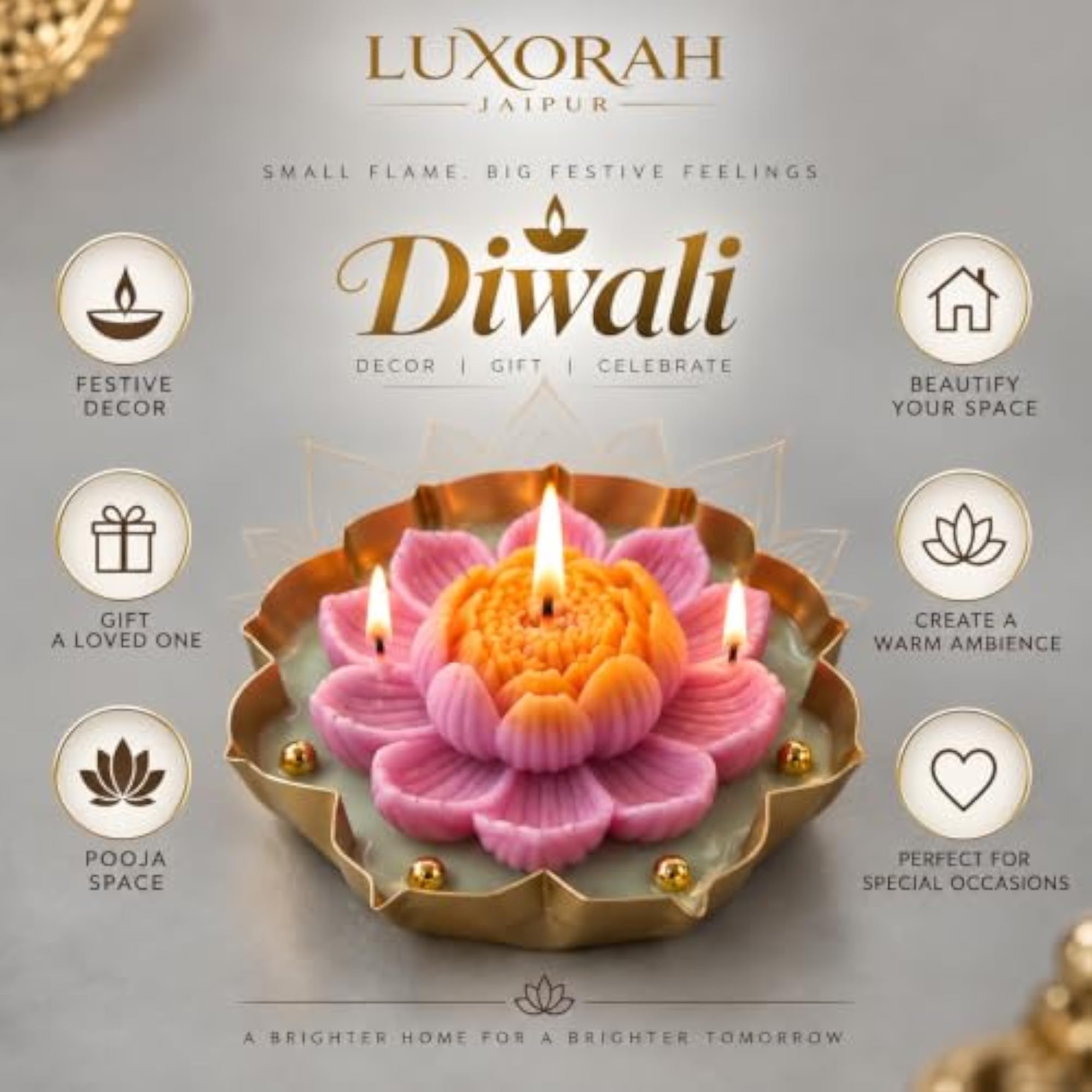 Jasmine Lotus Candle for Diwali Celebrations