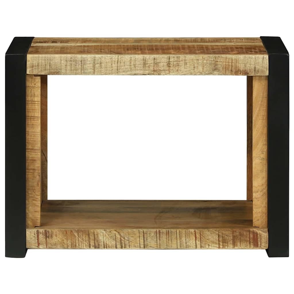 SYDE Kostka ścienna brązowa 55 x 35 x 40 cm lite drewno mango | Pływający stojak do salonu, stojak na książki, oszczędność miejsca, żelazne nogi, łatwe czyszczenie