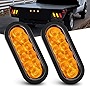 Nilight - TL-08 6 Inch Oval Amber LED Trailer Tail Lights 2PCS 10 LED W/Flush Mount Grommets Plugs IP67 Waterproof Turn Signals Trailer Lights for RV Truck Jeep, 2 Years Warranty