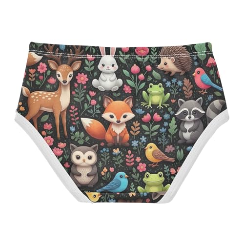 Cute Animals Deers Colorful Floral Little Girl Panties Toddler Underwear Floral Cotton Bright Briefs Girls Undies 2t2