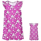 Red Unicorn Nightgowns Matching Girls & Dolls Flutter Sleeve Pajamas Pjs 10 11