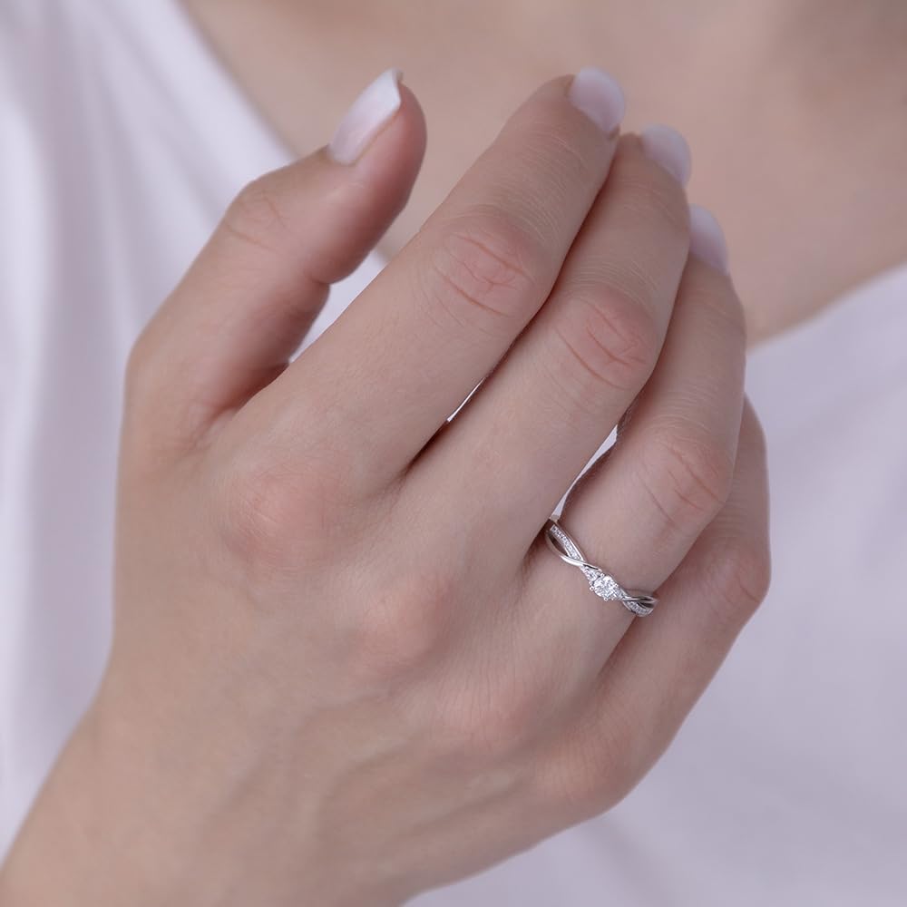SILVEGO FNJR085sw Verlobungsring 925 Sterling Silber Swarovski Zirconia