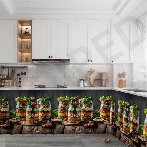 Image of Premium Sink Kitchen Curtain | Waterproof Printed Under Sink Cabinet Curtain for Kitchen Storage & Protection | Stylish Home Decor | (150 x 71 cm) (Bowl, Pack of 2)