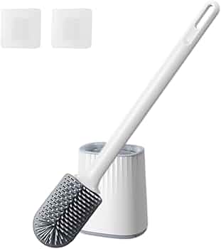 トイレブラシ セット 3 in 1浴室トイレブラシ 360°掃除 トイレ掃除ブラシ 収納ケース付き 速乾 通気 省スペース トイレブラシ 掃除がもっと便利 トイレ掃除用品 壁掛け式トイレ用ブラシ バスルームに最適 (白)