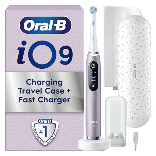 Oral-B iO9 Electric Toothbrushes For Adults, App Connected Handle, 1 Toothbrush Head, Charging Travel Case and Magnetic Pouch, 7 Modes, 2 Pin Plug, Special Edition