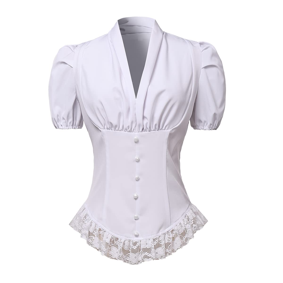 COSDREAMERGothic Tops for Women Victorian Corset Tops Shirts Gothic Steampunk Lace Up Blouse