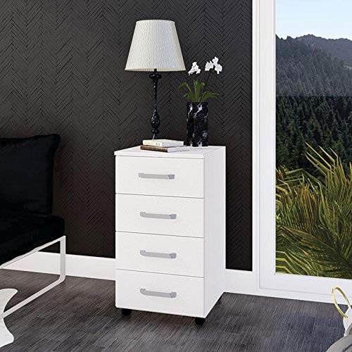 Gaveteiro com 4 Gavetas C/Rodízios Home-belmax - Branco
