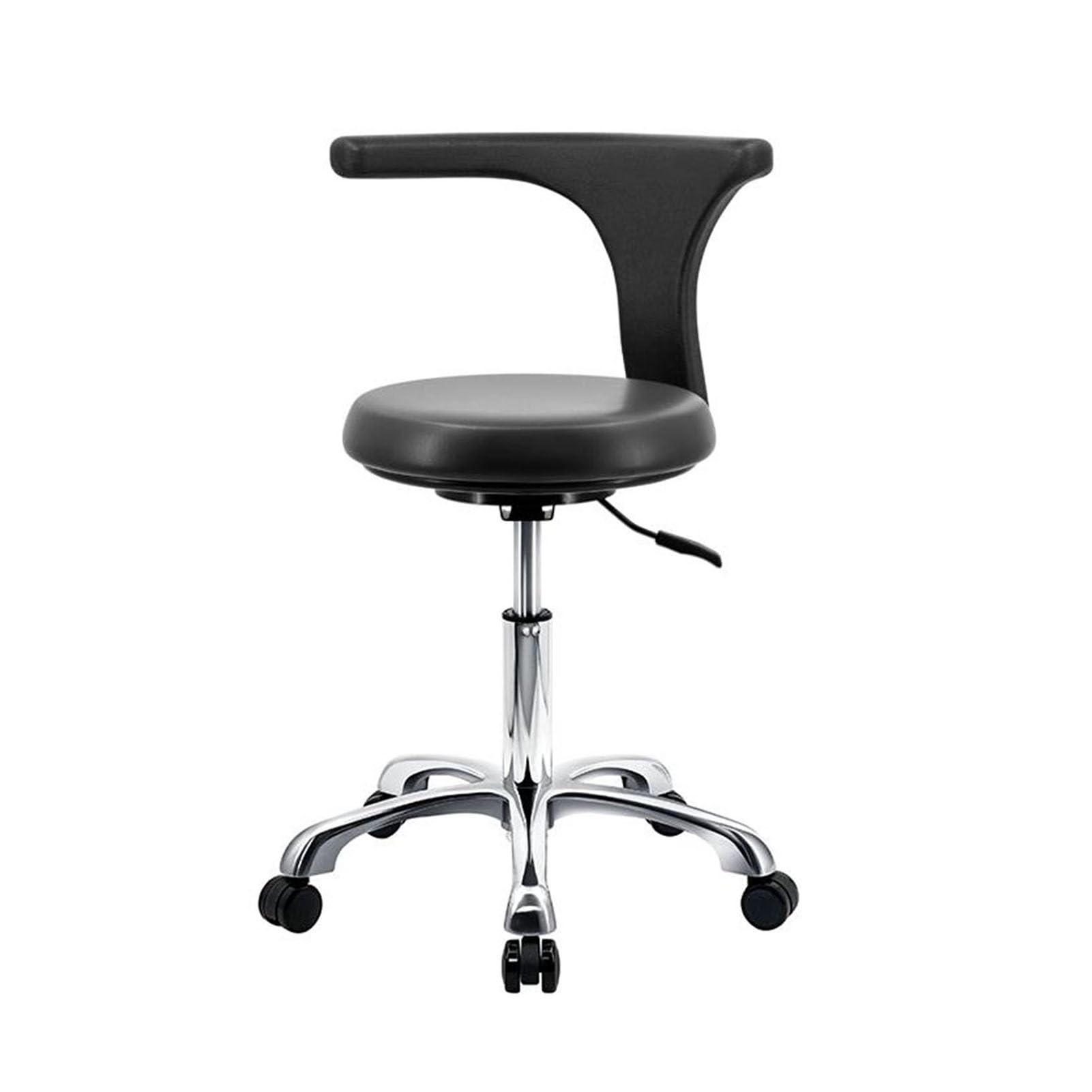 Sgabello da sella con supporto posteriore e ruote, sedia girevole regolabile per salone, spa, massaggi, tatuaggi, design ergonomico per comfort e mobilità