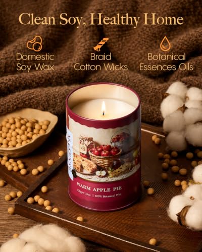 Image of M&SENSE Warm Apple Pie Scented Soy Fall Candles, 11.3 oz