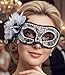 Maeaccx Masquerade Mask for Women, Black Floral Pearl Antifaz, Cosplay Fashion Shows Accessories