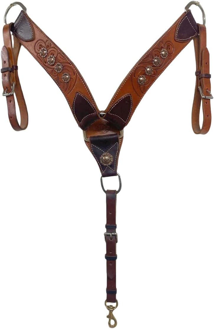 HR Saddlery Western Equine Breast Collar 3 1/2" Praying Cowboy Conchos