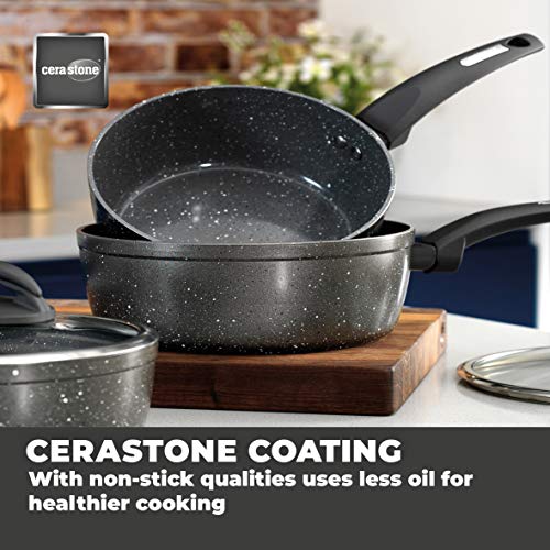 Tower T81212 Cerastone Non Stick Induction Saucepans Sets, Easy Clean Ceramic Coating, Forged Aluminium, Graphite, 3 Piece 3 Gallery Image