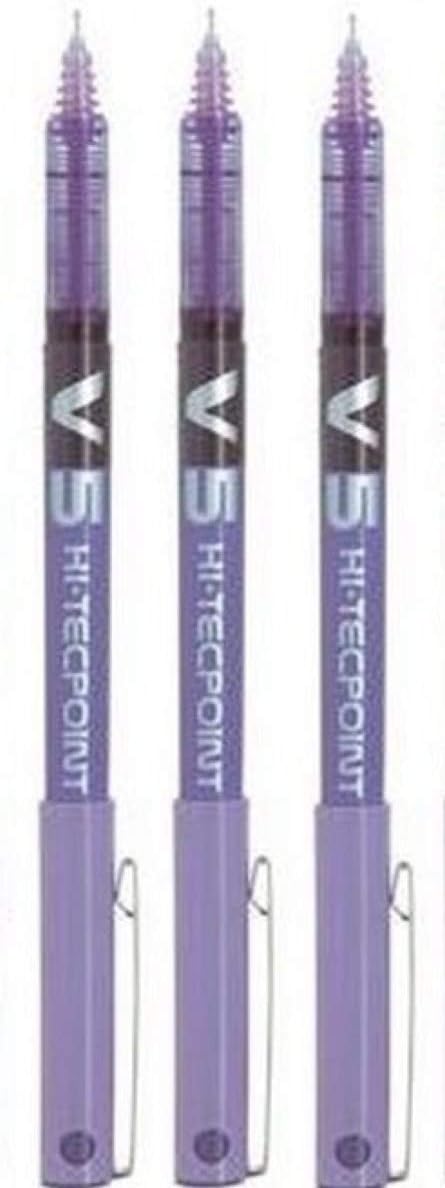 Pilot BX V5 Hi-Tecpoint Extra Fine Rollerball Pen – 0.5mm Tip, 0.3mm Line Width, Violet Ink, Pack of 3