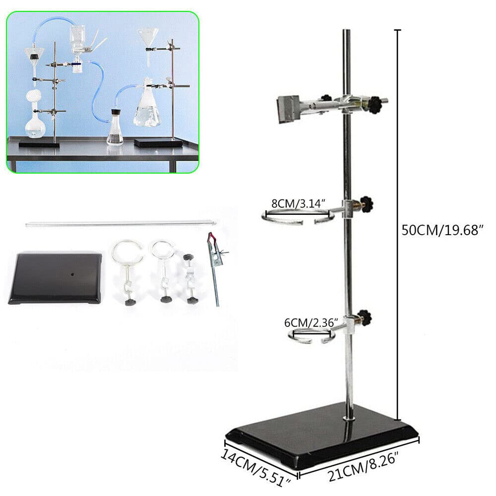 Trépied de laboratoire - Support de laboratoire - Poignée en métal - Support de laboratoire - Support de radiateur - Pinces et manchons pour chimie - Expérience physique - 50 cm