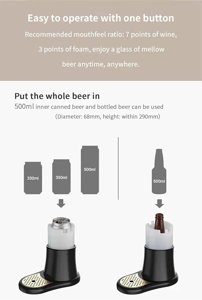 Dispensador de cerveza de escritorio con espumador ultrasónico, mini bomba de barril para verter perfectamente y cabeza cremosa en el hogar y fiestas